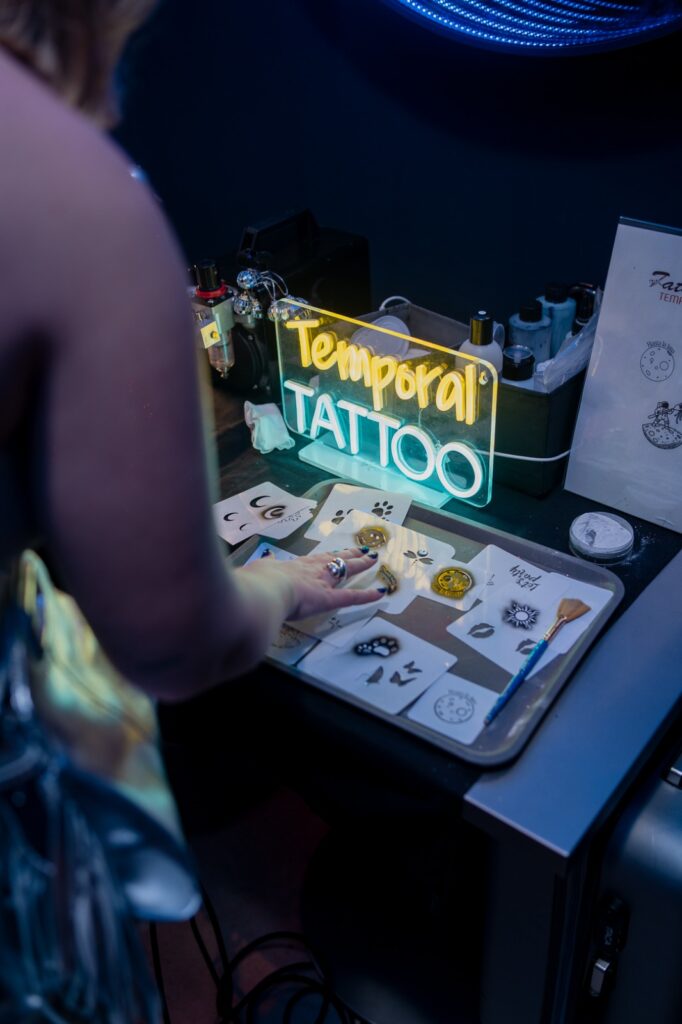 Brand logo temporary tattoo application for corporate branding